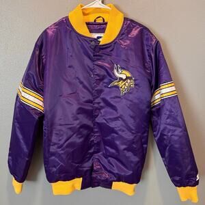 Starter Men's Minnesota Vikings Jacket Purple/Gold Size M Snap Up